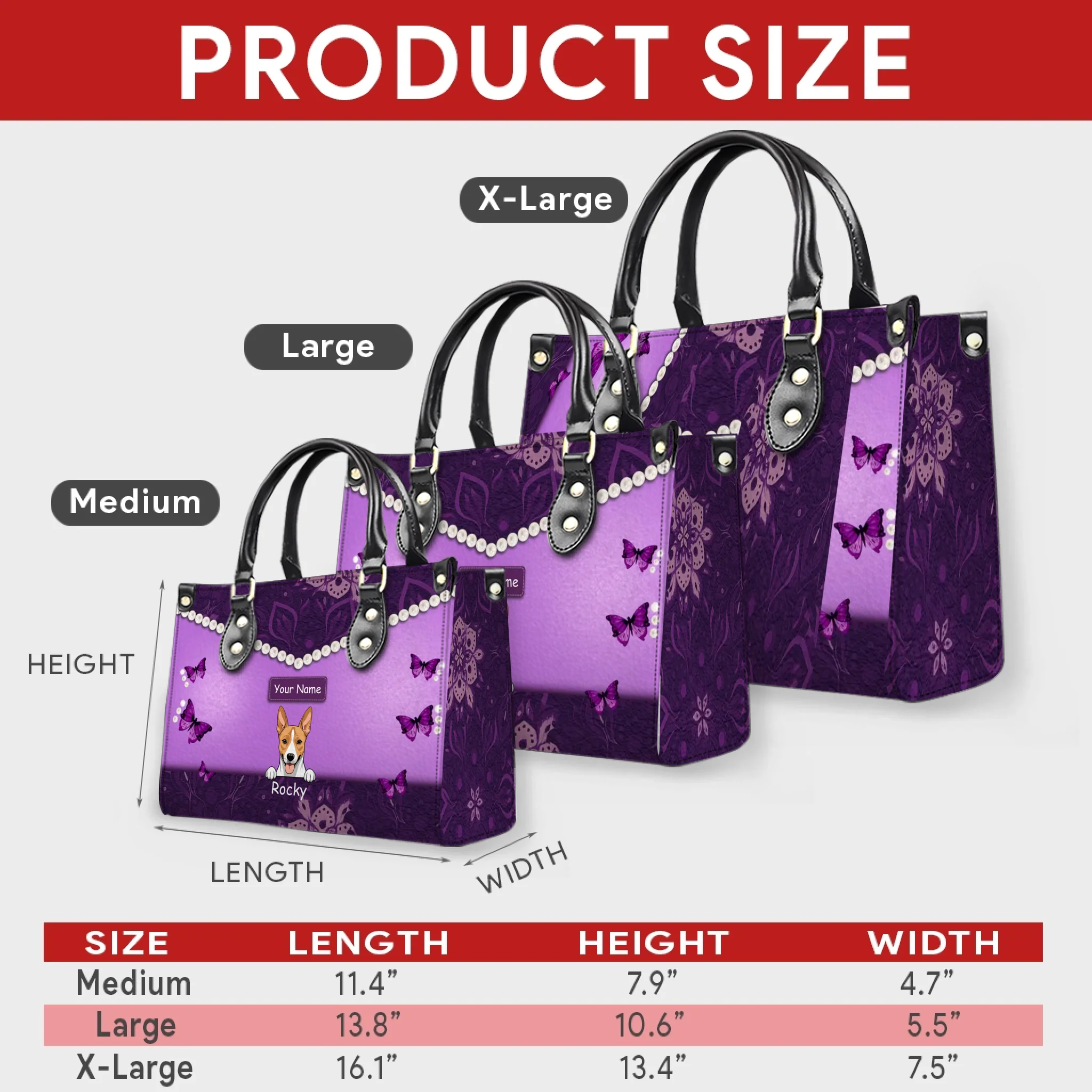 Floral & Artistic Patterned Leather Handbag – Individualized Multiple Pet Arts and Names - 89Prints