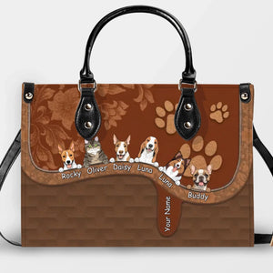 Ornate Paisley & Marble Textured Handbag – Tailor Multiple Pet Illustrations and Names - 89Prints