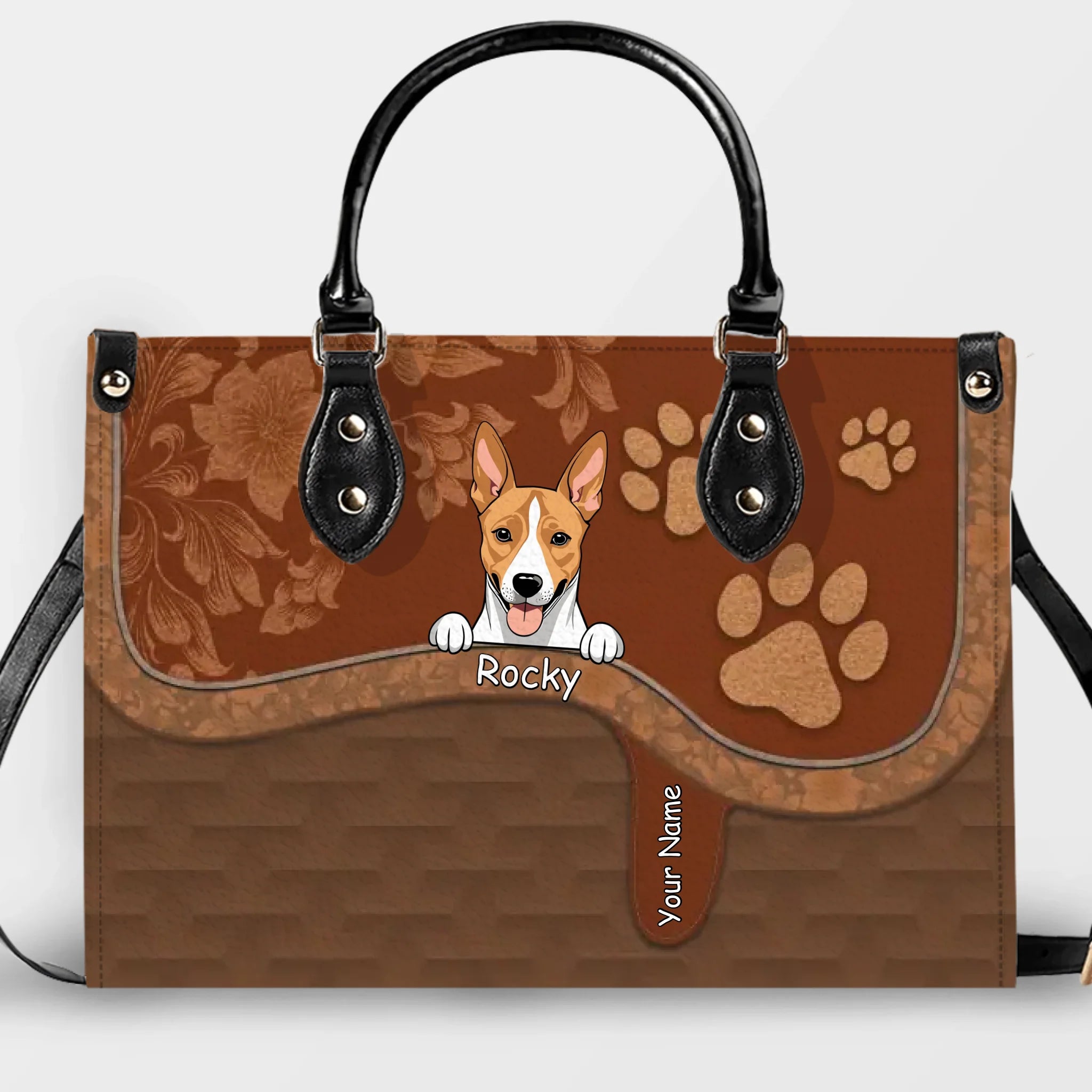 Ornate Paisley & Marble Textured Handbag – Tailor Multiple Pet Illustrations and Names - 89Prints