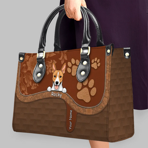 Ornate Paisley & Marble Textured Handbag – Tailor Multiple Pet Illustrations and Names - 89Prints