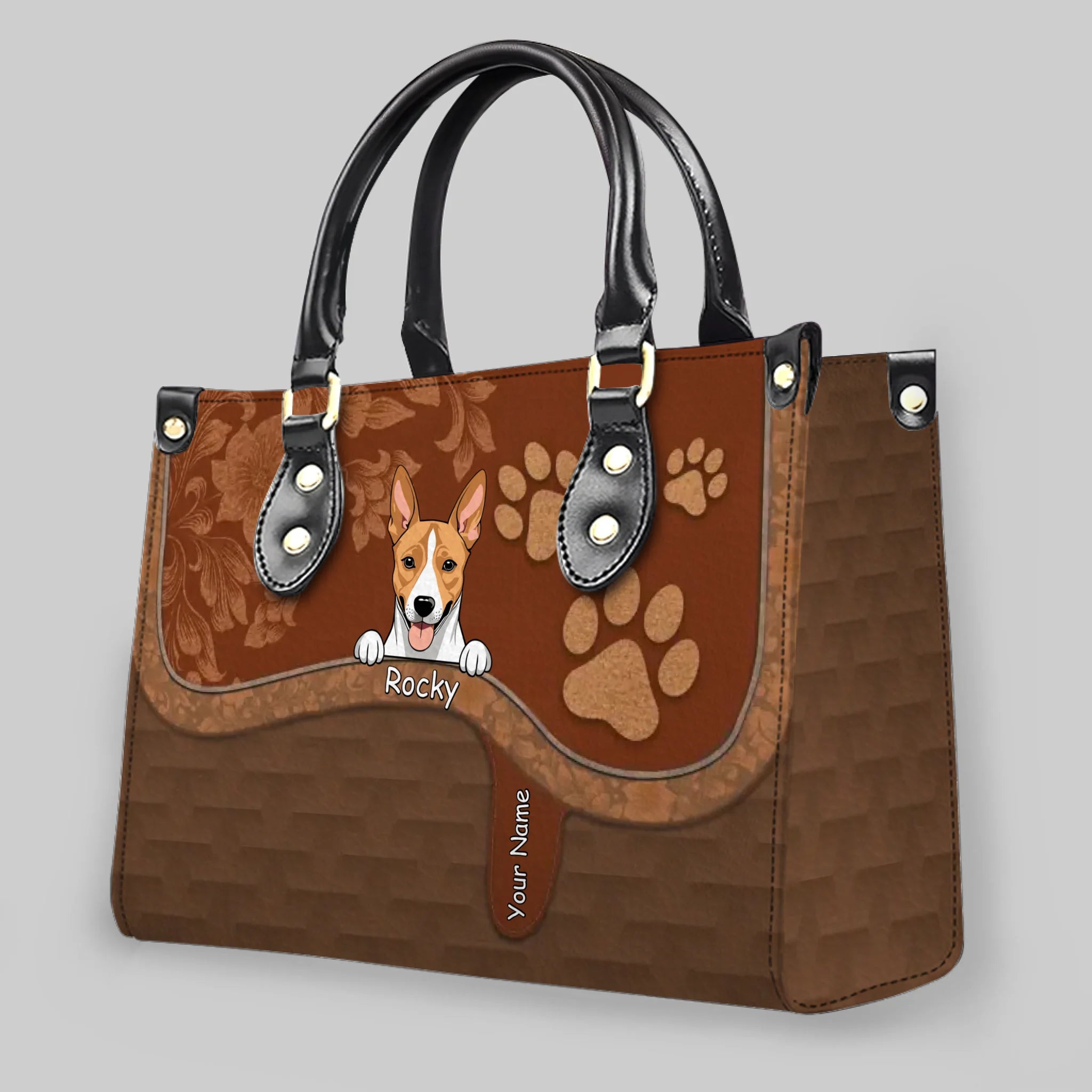 Ornate Paisley & Marble Textured Handbag – Tailor Multiple Pet Illustrations and Names - 89Prints