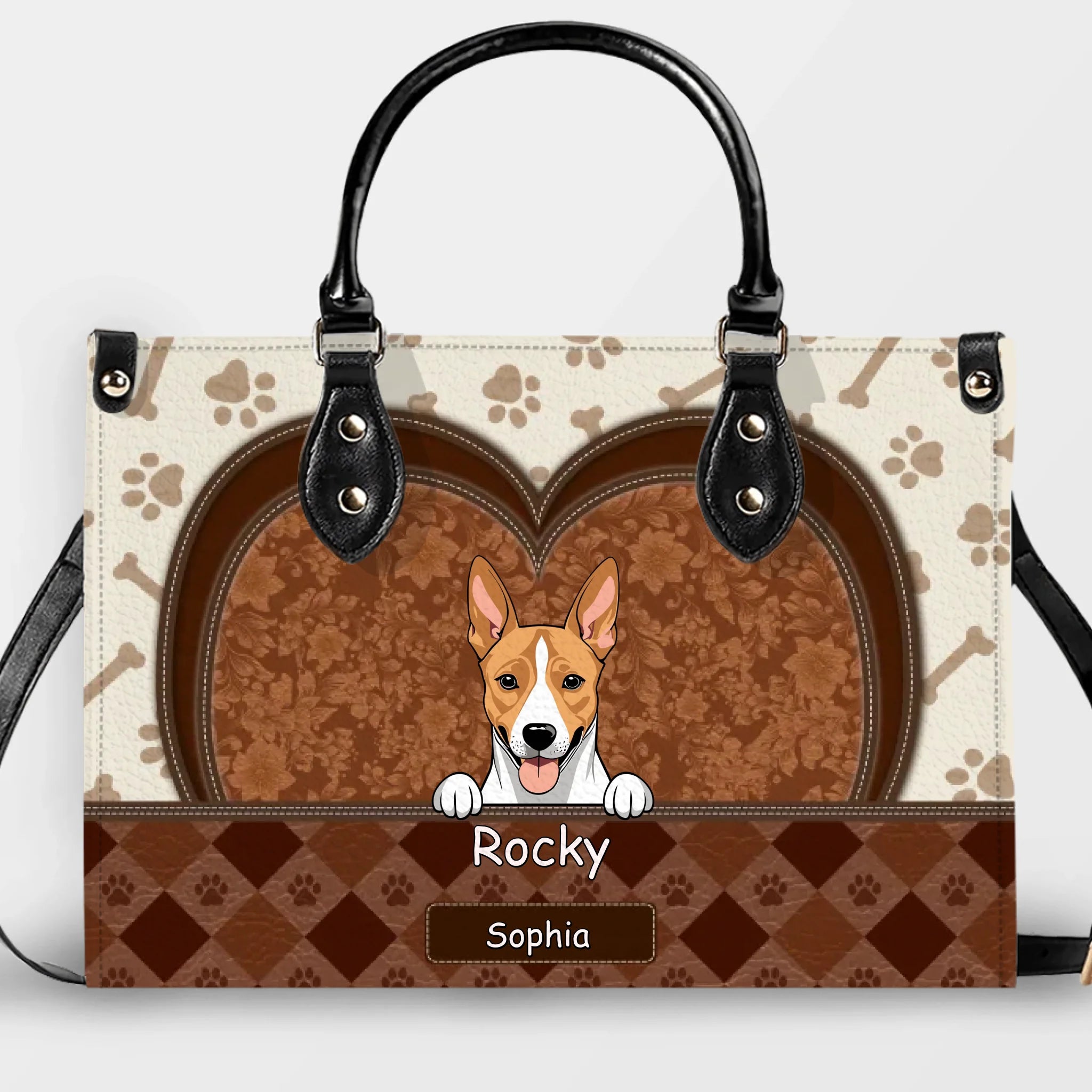 Bespoke Your Dog Art Handbag For Dog Lovers - Paw Prints & Bone Patterned Handbag - 89Prints