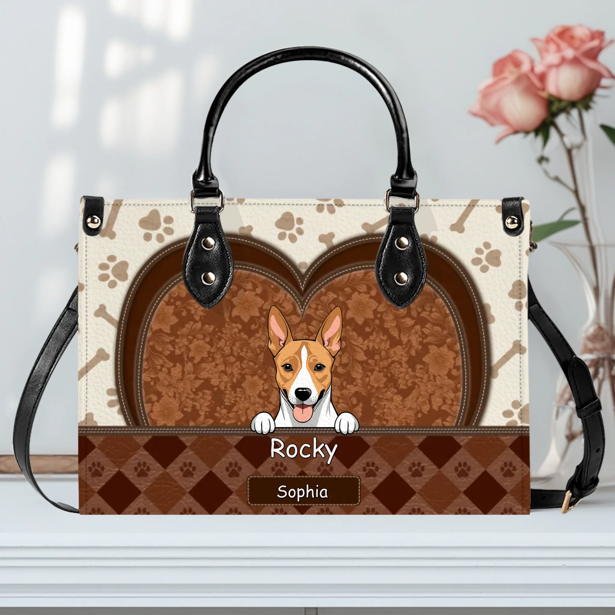 Bespoke Your Dog Art Handbag For Dog Lovers - Paw Prints & Bone Patterned Handbag - 89Prints