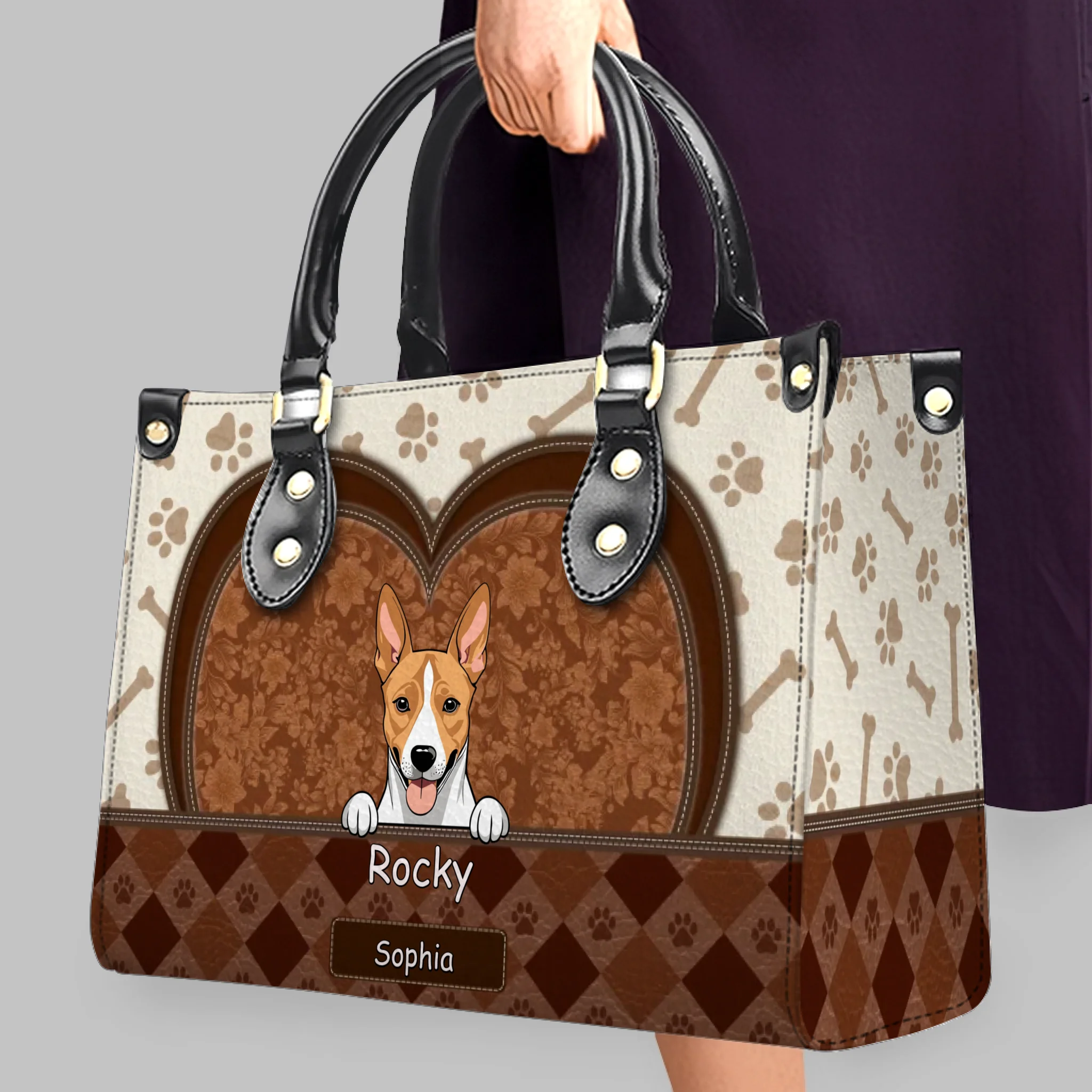 Bespoke Your Dog Art Handbag For Dog Lovers - Paw Prints & Bone Patterned Handbag - 89Prints