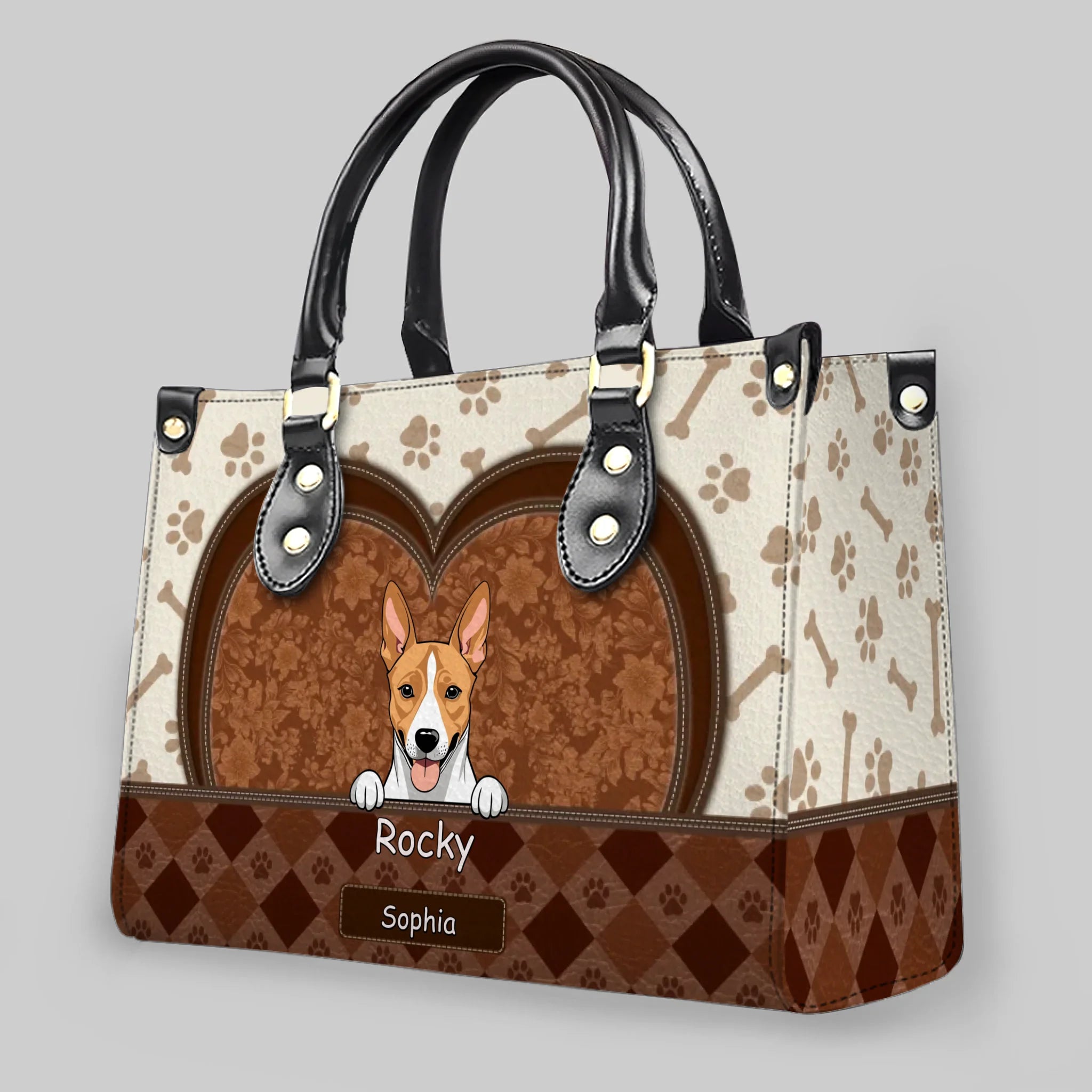 Bespoke Your Dog Art Handbag For Dog Lovers - Paw Prints & Bone Patterned Handbag - 89Prints
