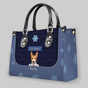 Winter Snowflake Festive Pattern Handbag – Signature Pet Art and Personal Text - 89Prints