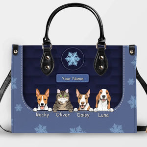 Winter Snowflake Festive Pattern Handbag – Signature Pet Art and Personal Text - 89Prints