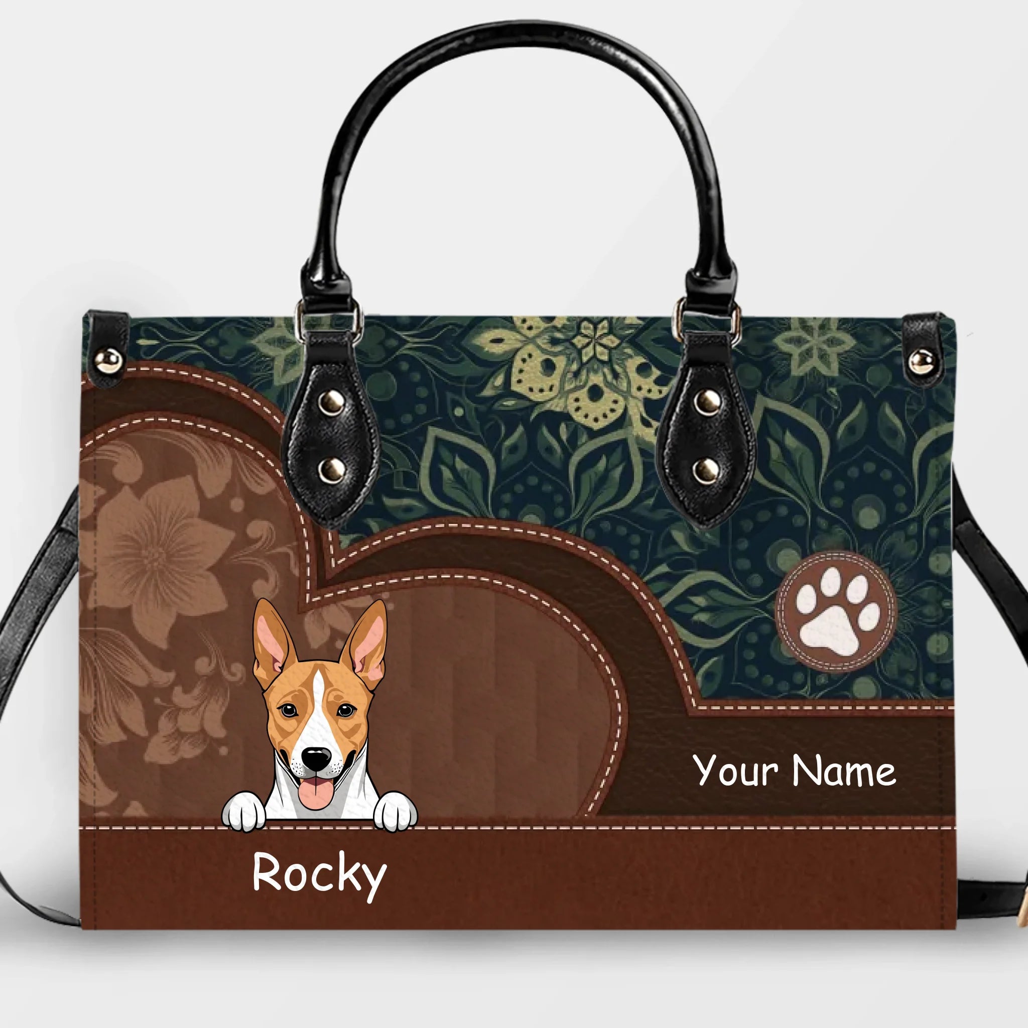 Ornate Mandala & Paisley Motif Handbag - Custom Pet Art Gallery and Personalized Text - 89Prints