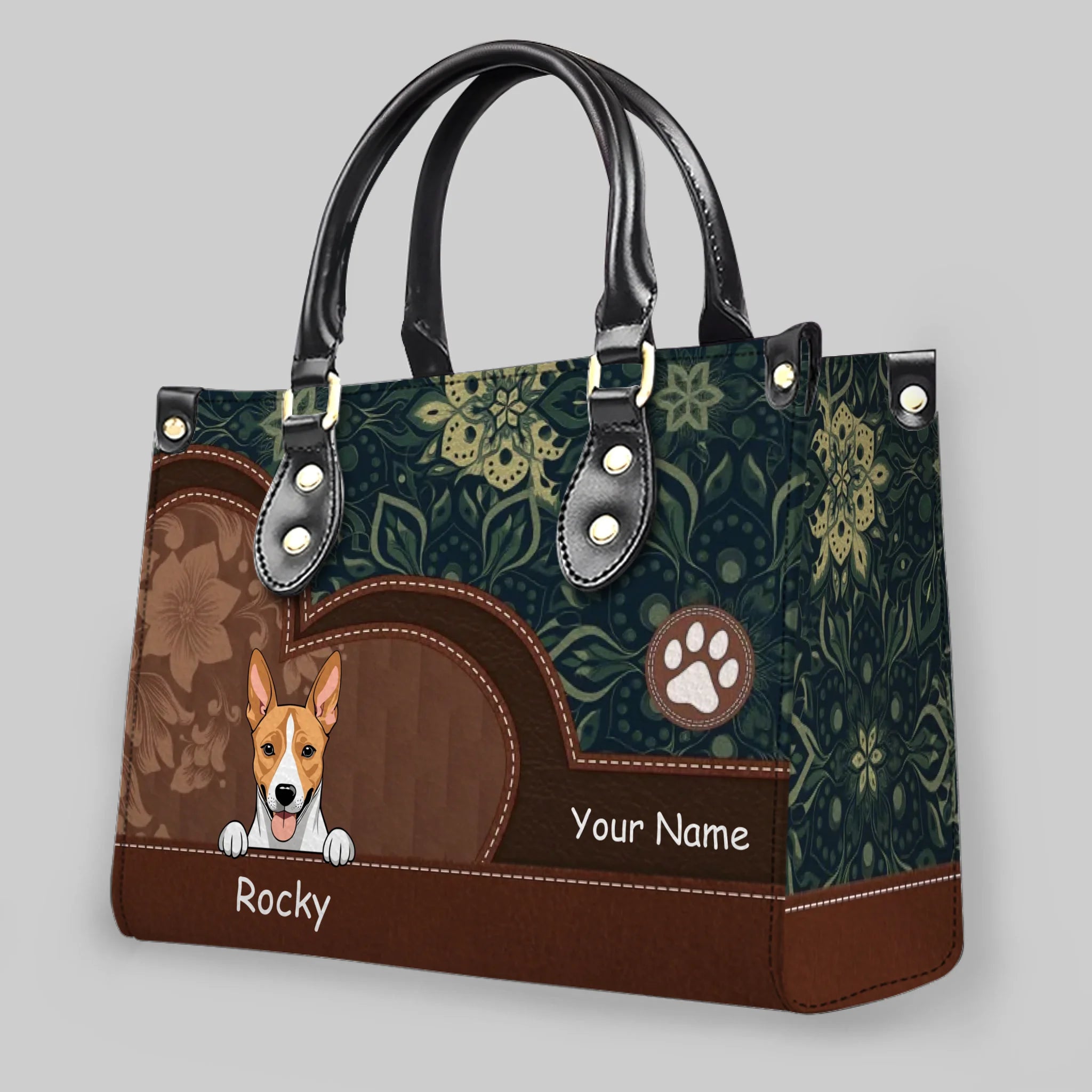Ornate Mandala & Paisley Motif Handbag - Custom Pet Art Gallery and Personalized Text - 89Prints
