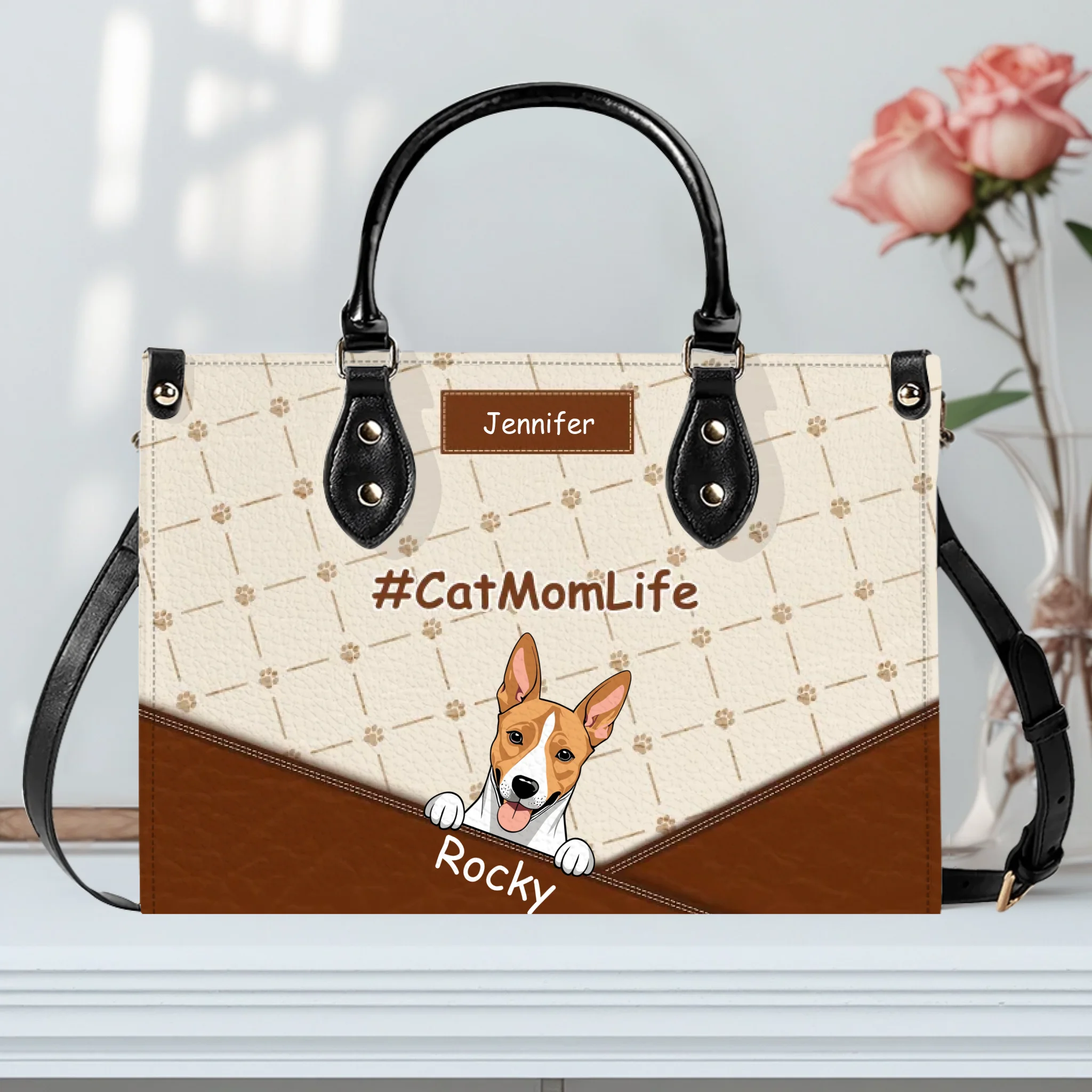 Handbags With Dogs On Them - Vintage Paw Print & Bone Handbag Gift for Her - 89Prints