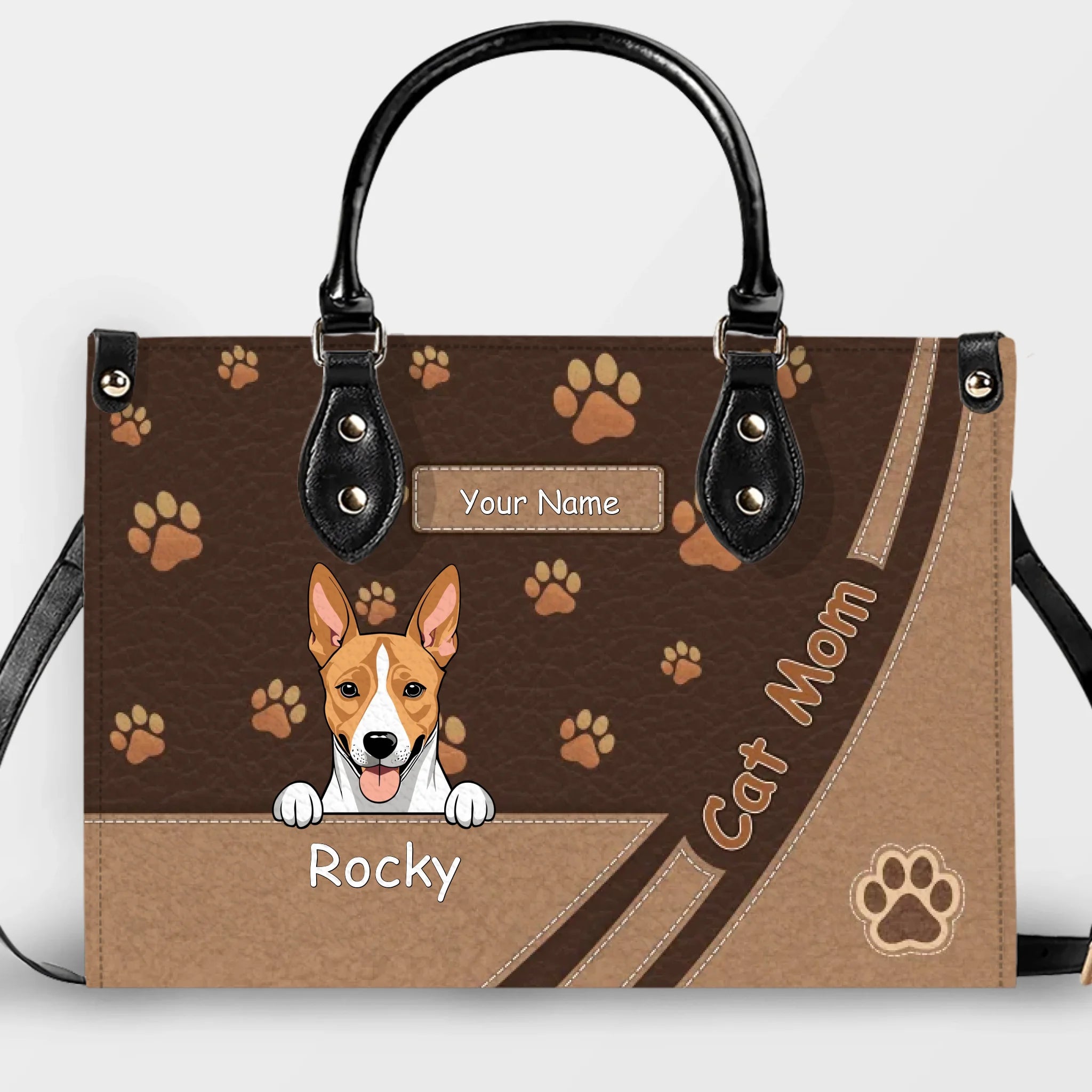 Paw Prints & Bone Graphic Handbag – Custom Pet Art & Individual Names - 89Prints