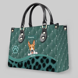 Quilted Pattern, Polka Dot & Leopard Print Handbag – Personalized Dog Art and Names - 89Prints
