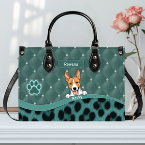 Quilted Pattern, Polka Dot & Leopard Print Handbag – Personalized Dog Art and Names - 89Prints