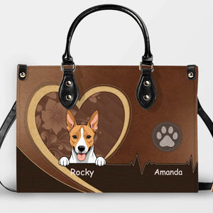 Heart Frame & Heartbeat Motif Handbag – Custom Dog Art & Names - 89Prints