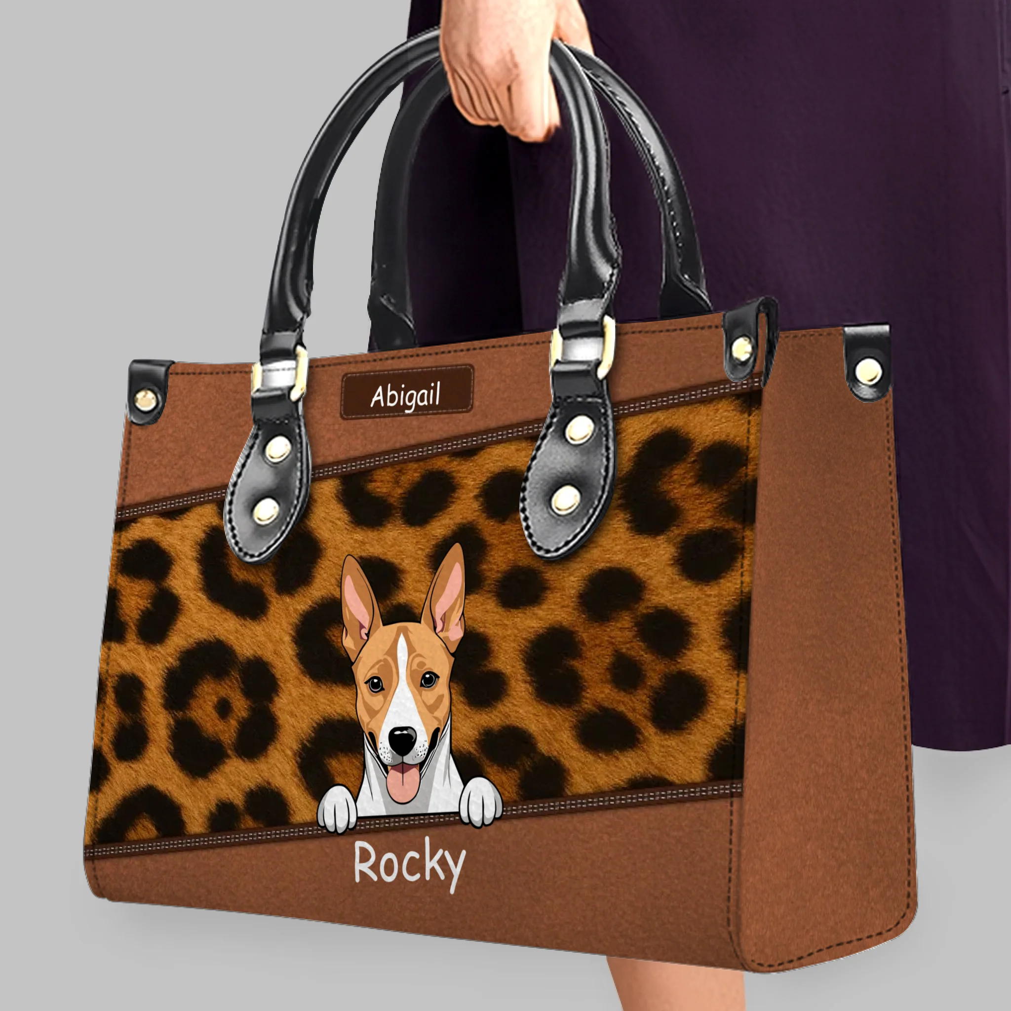 Chic Leopard Print & Diamond Quilted Handbag - Multiple Pet Art & Individual Names - 89Prints