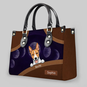 Moon Phase Leather Handbag – One-of-a-kind Pet Art & Name Customizable - 89Prints