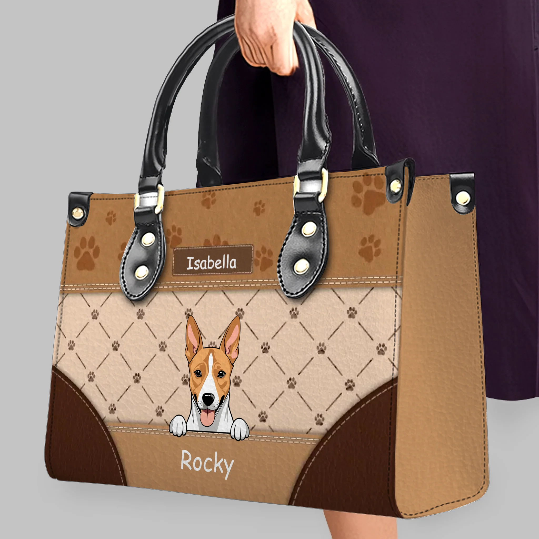 Playful Paw Motif Handbag Best Gifts For Dog Lovers - Custom Pet Art & Name - 89Prints