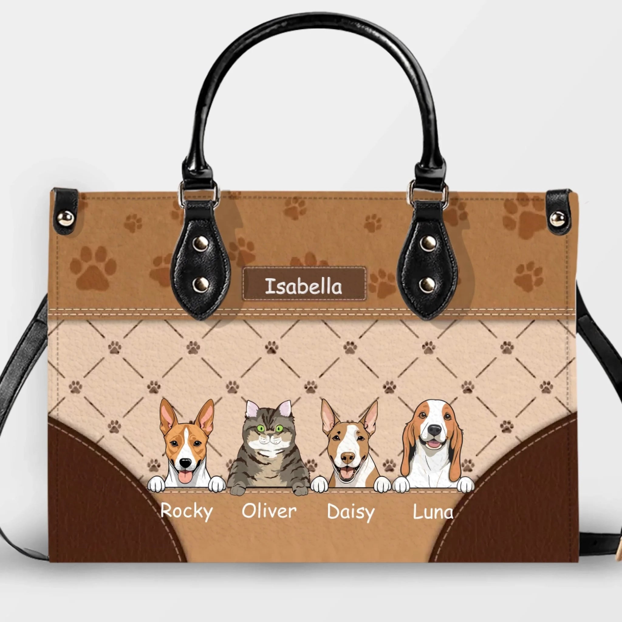 Playful Paw Motif Handbag Best Gifts For Dog Lovers - Custom Pet Art & Name - 89Prints
