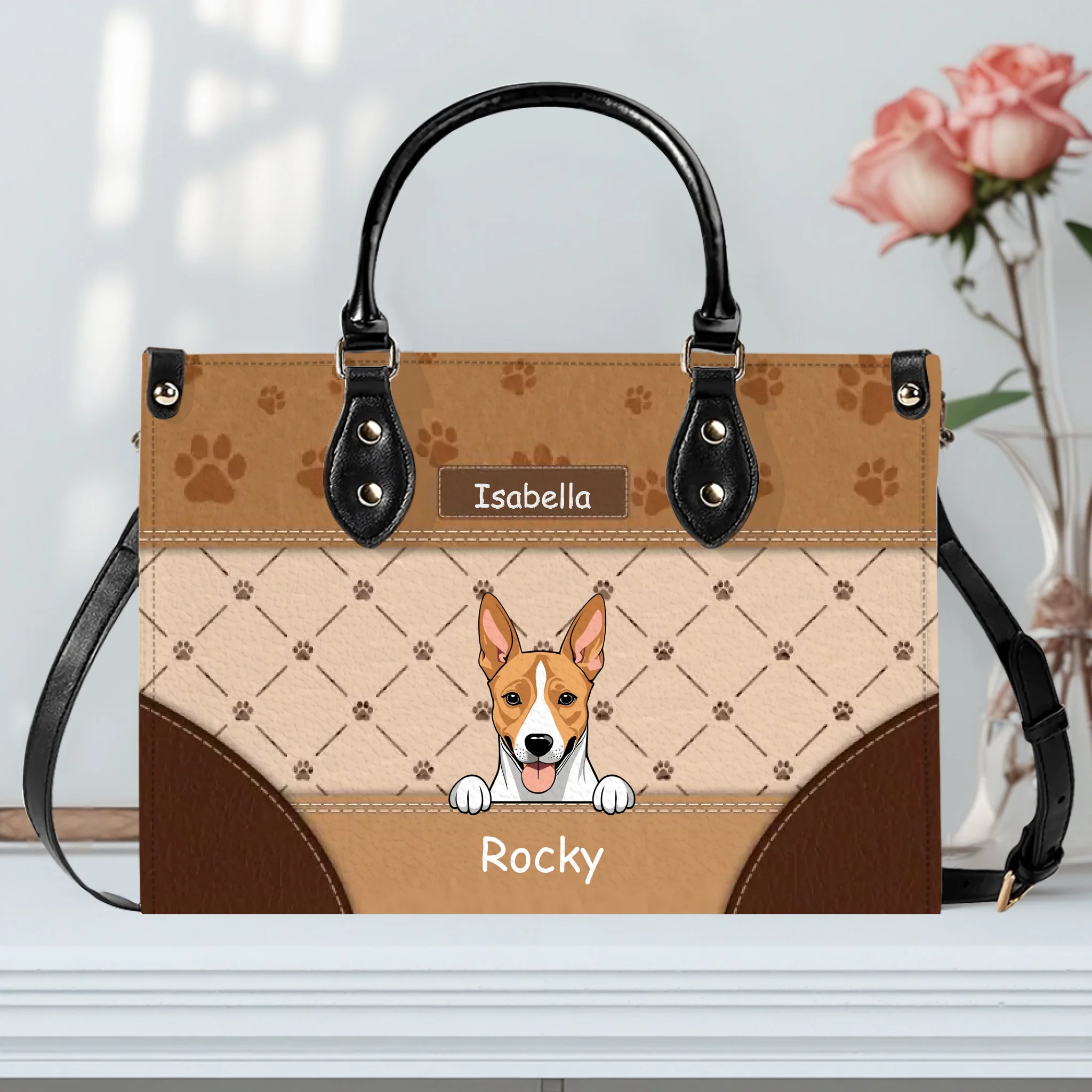 Playful Paw Motif Handbag Best Gifts For Dog Lovers - Custom Pet Art & Name - 89Prints
