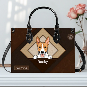 Geometric Frame Design Handbag - Custom Dog Illustration & Names - 89Prints