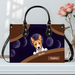 Moon Phase Leather Handbag – One-of-a-kind Pet Art & Name Customizable - 89Prints
