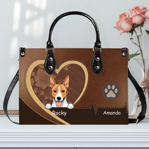 Heart Frame & Heartbeat Motif Handbag – Custom Dog Art & Names - 89Prints