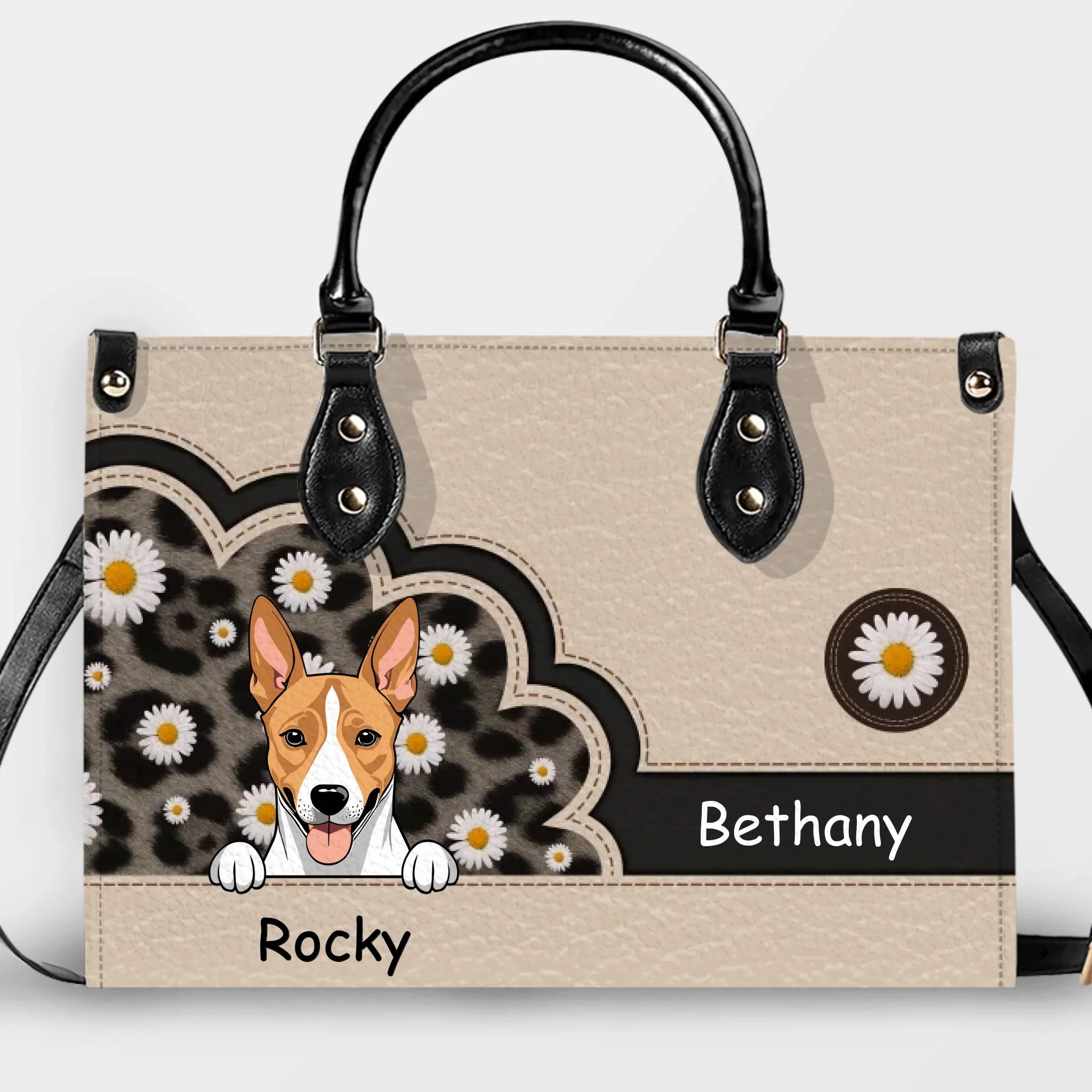 Daisy Scalloped Frame Design Handbag - Custom Dog Gifts For Owners - 89Prints