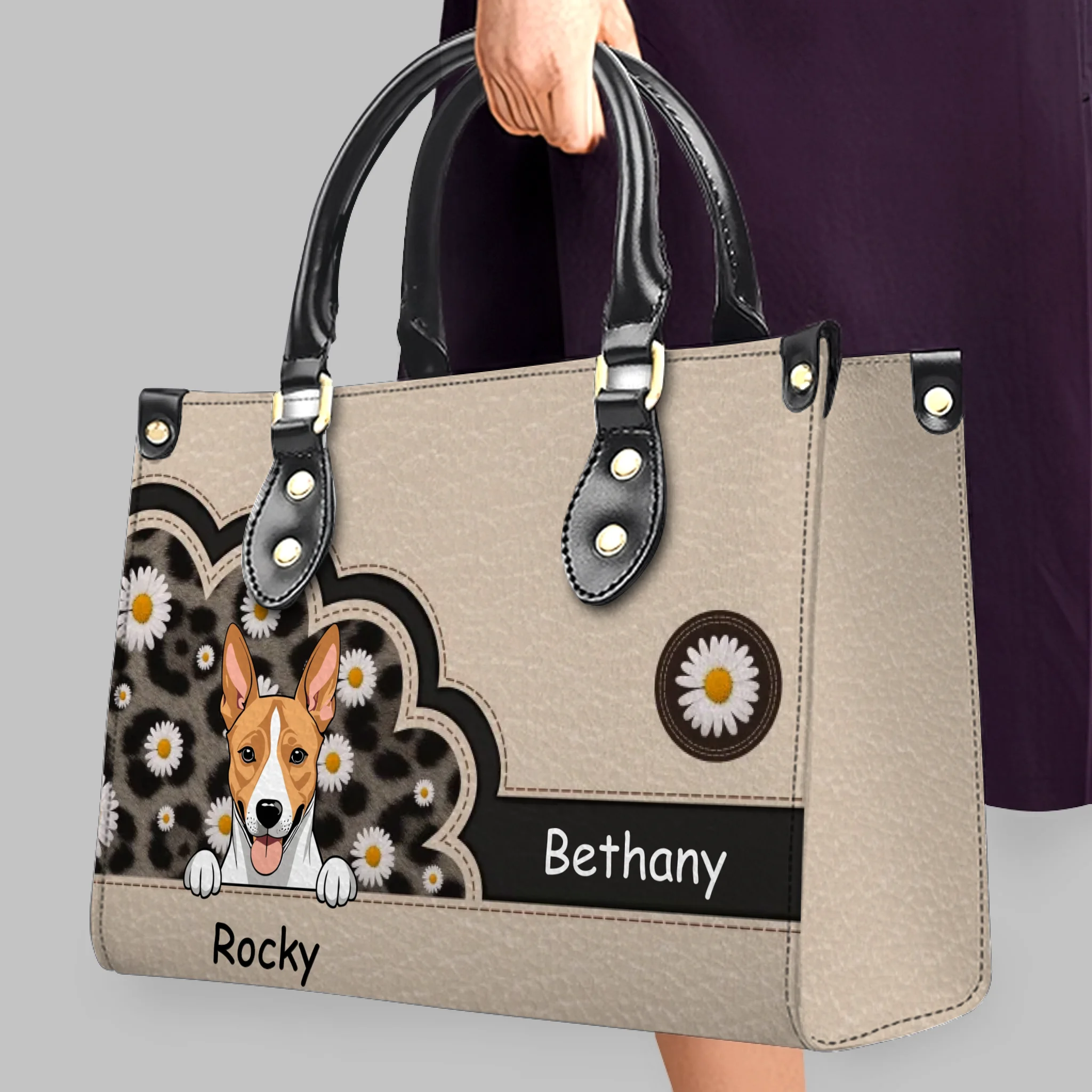 Daisy Scalloped Frame Design Handbag - Custom Dog Gifts For Owners - 89Prints