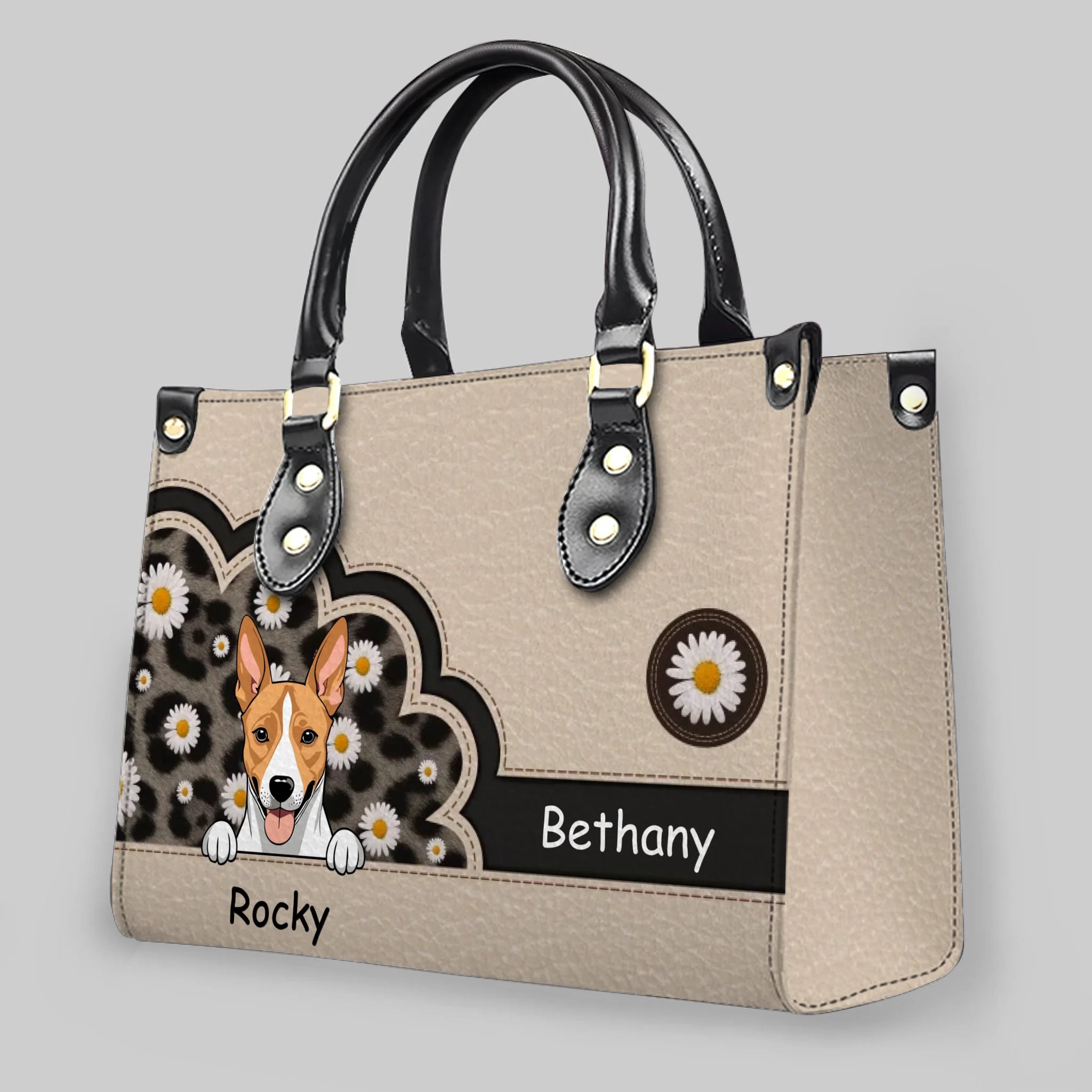 Daisy Scalloped Frame Design Handbag - Custom Dog Gifts For Owners - 89Prints