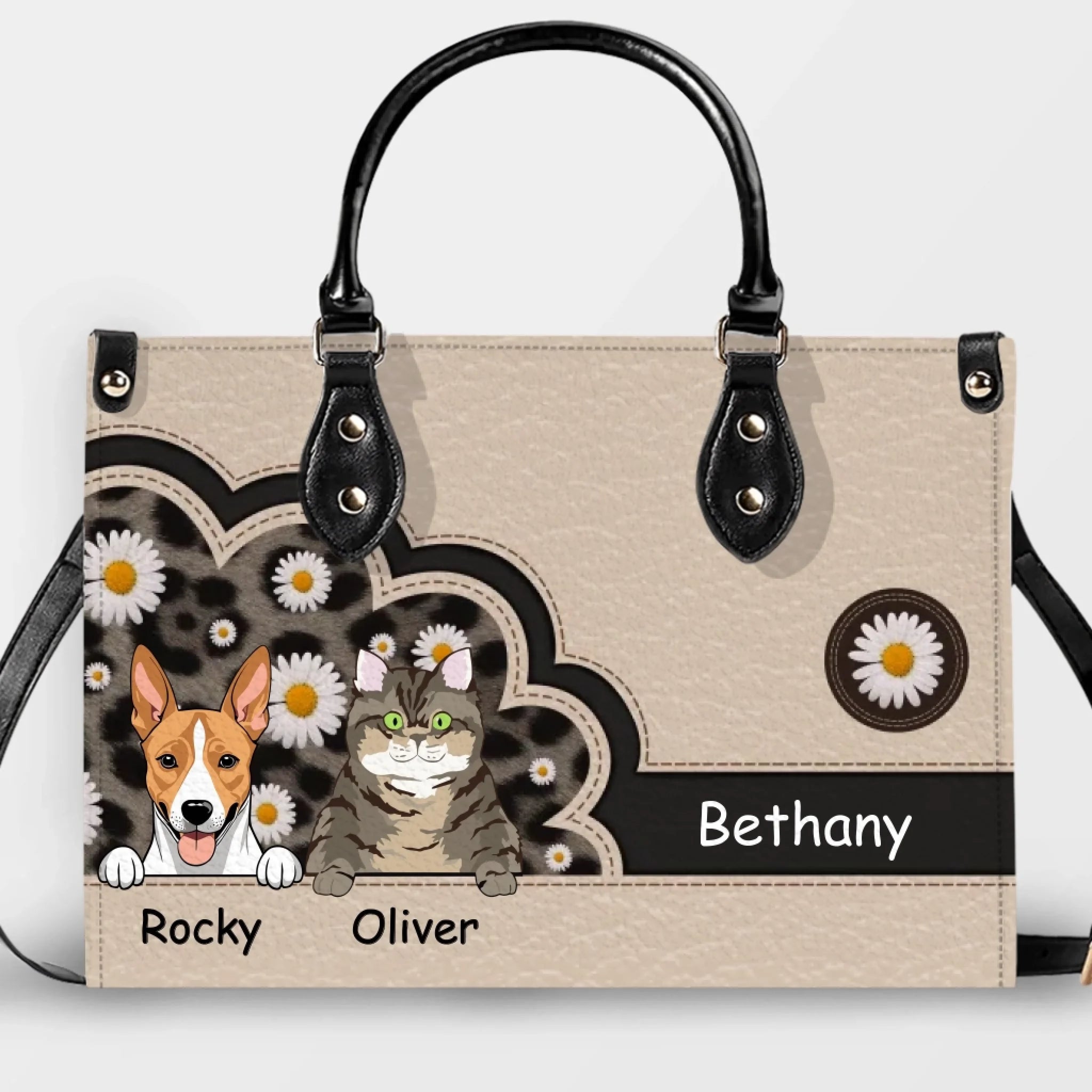 Daisy Scalloped Frame Design Handbag - Custom Dog Gifts For Owners - 89Prints