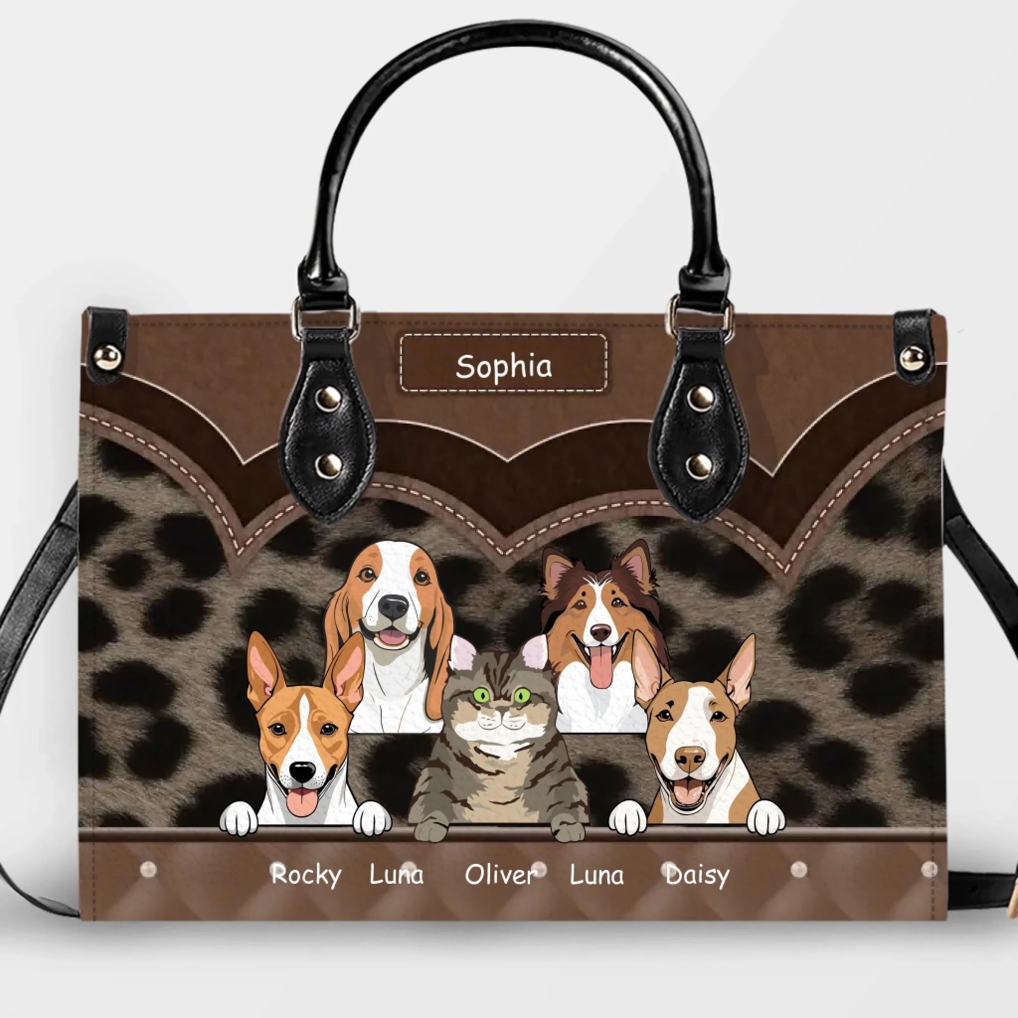 Scalloped Animal Motif Handbag - Exclusive Pet Art & Names - 89Prints