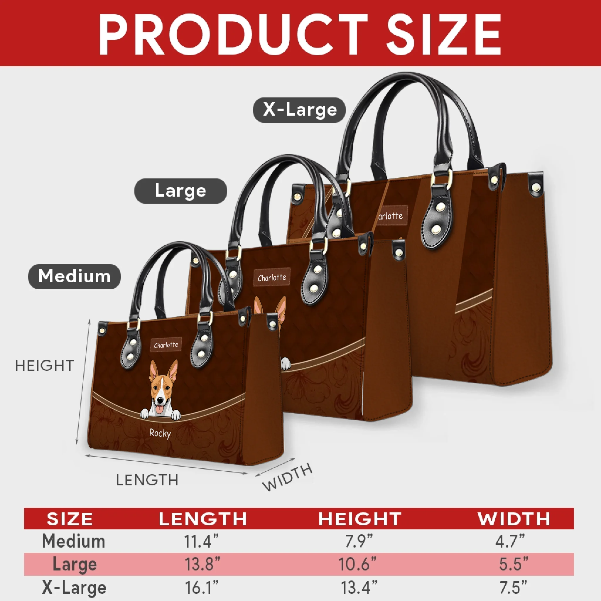 Decorative Floral Motif Handbag For Dog Lovers– Unique Dog Illustration & Names - 89Prints