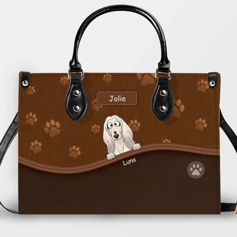 Paw Print Curved Panel Handbag For Dog Owners - Tailored Dog Art & Name Customizable - 89Prints