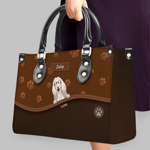 Paw Print Curved Panel Handbag For Dog Owners - Tailored Dog Art & Name Customizable - 89Prints