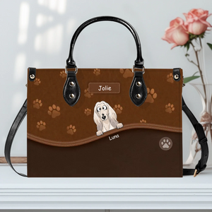 Paw Print Curved Panel Handbag For Dog Owners - Tailored Dog Art & Name Customizable - 89Prints