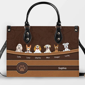 Engraved Floral Band Design Handbag For Dog Lovers - Bespoke Dog Illustration & Names - 89Prints