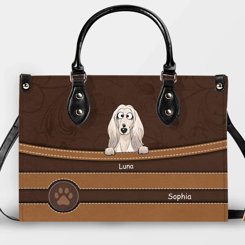 Engraved Floral Band Design Handbag For Dog Lovers - Bespoke Dog Illustration & Names - 89Prints