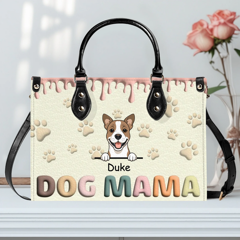 Drip Accent Paw Pattern Handbag – Individualized Dog Illustration & Names - 89Prints