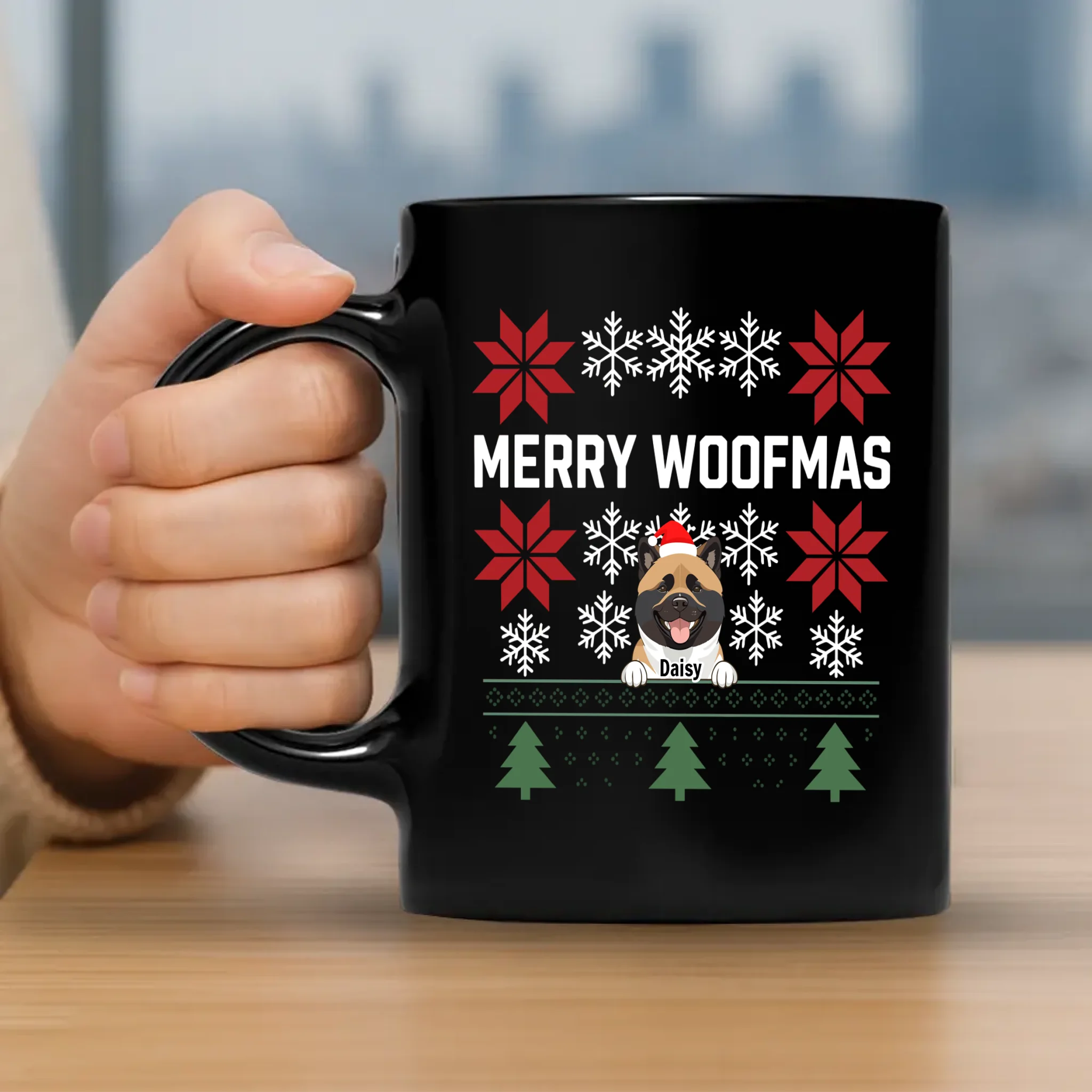 Bespoke Christmas Dog Mug - Merry Woofmas With Custom Dog Name & Clipart - 89Prints