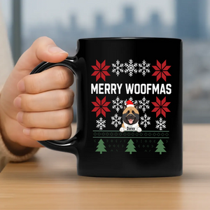 Bespoke Christmas Dog Mug - Merry Woofmas With Custom Dog Name & Clipart - 89Prints