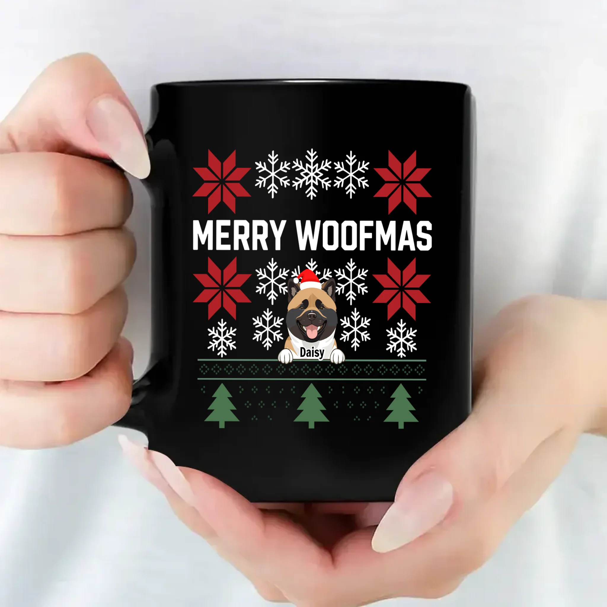 Bespoke Christmas Dog Mug - Merry Woofmas With Custom Dog Name & Clipart - 89Prints