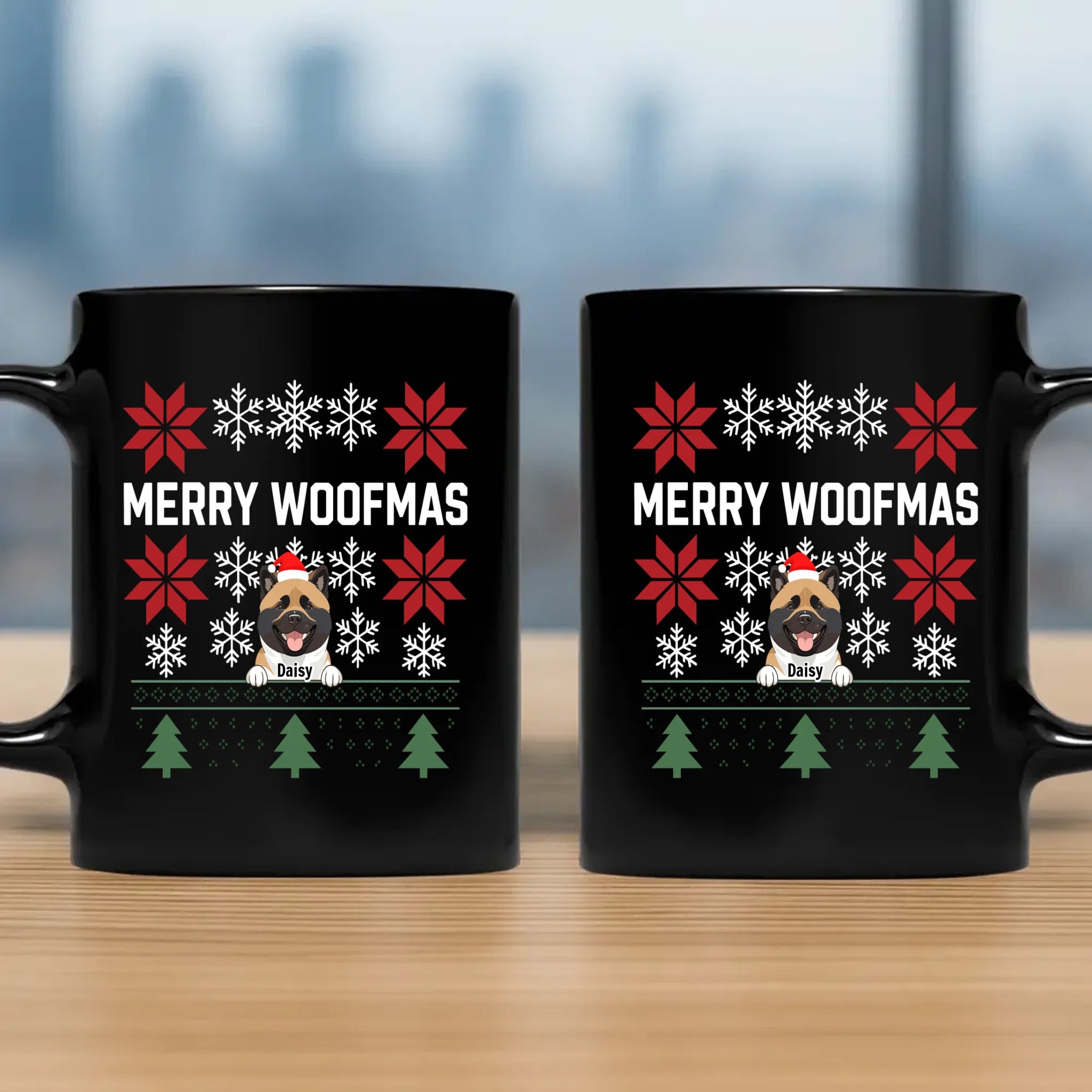 Bespoke Christmas Dog Mug - Merry Woofmas With Custom Dog Name & Clipart - 89Prints