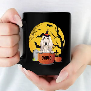 Heartfelt Personalized Halloween Dog Mug – Custom With Pumpkin & Moon Design – 89Prints
