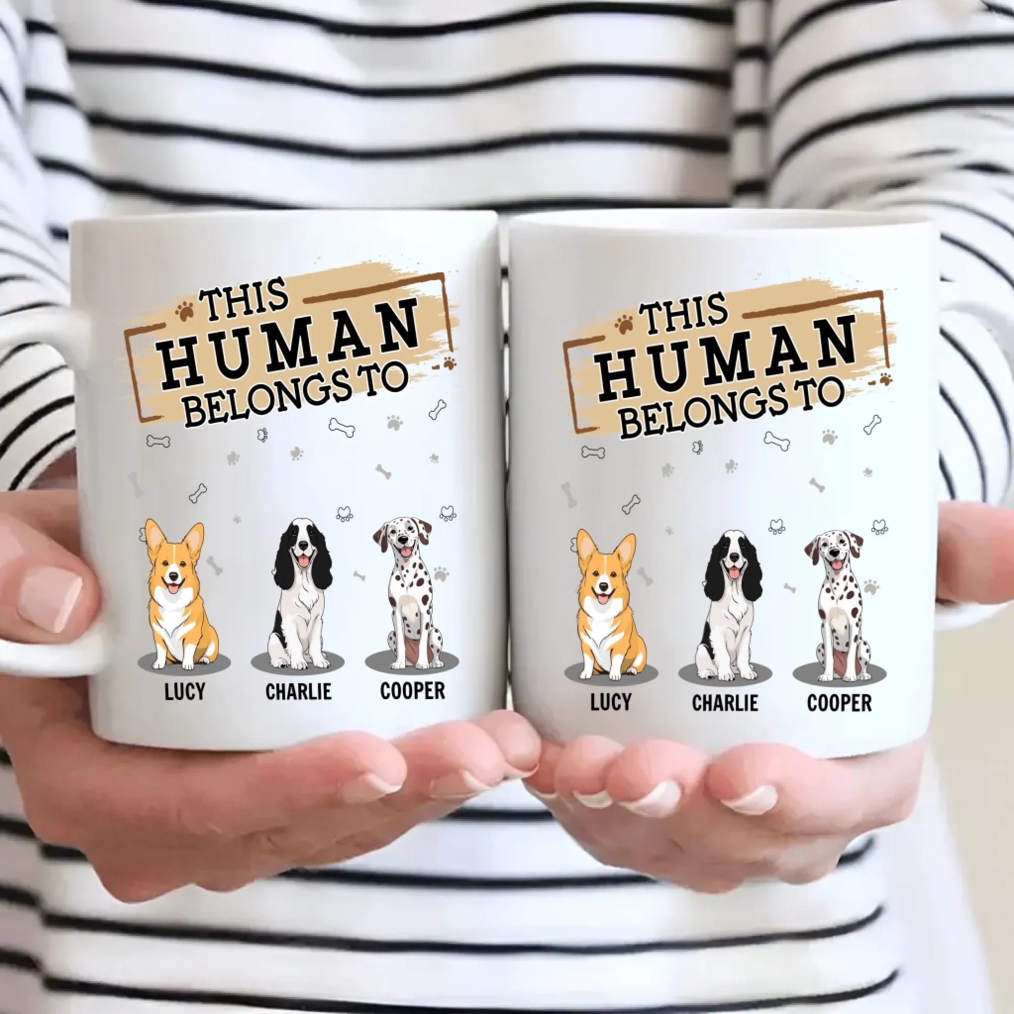 Individualized Dog Themed Mug - This Human Belongs To (Custom Dog Name) - 89Prints