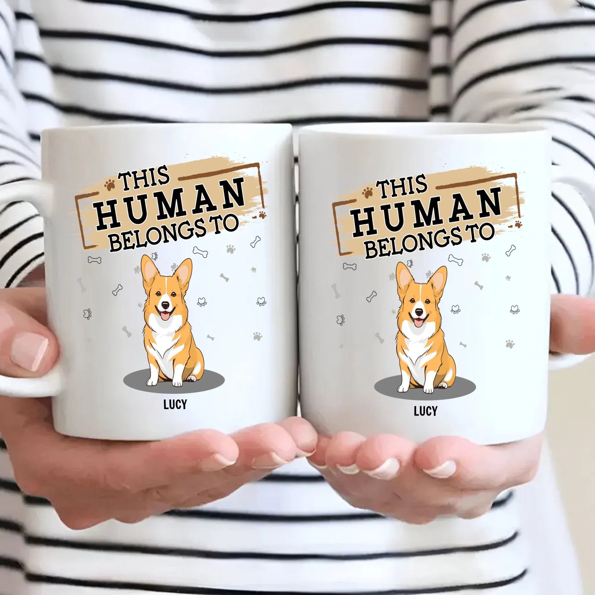 Individualized Dog Themed Mug - This Human Belongs To (Custom Dog Name) - 89Prints