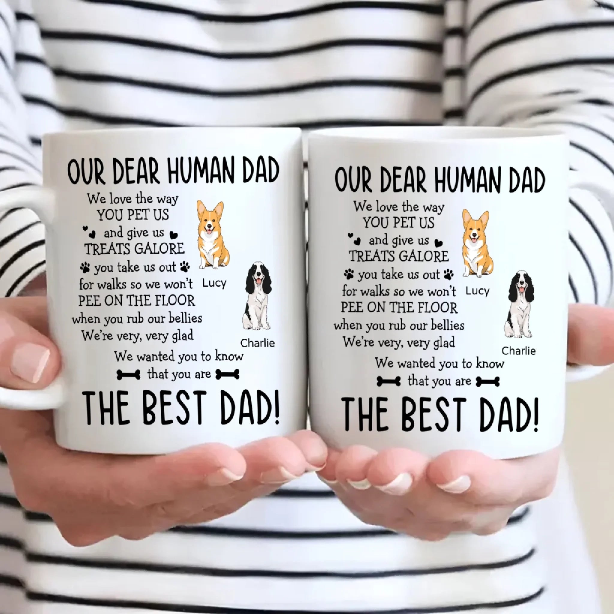 Heartfelt Custom Dog Mug - My Dear Human Dad, The Best Dad - 89Prints