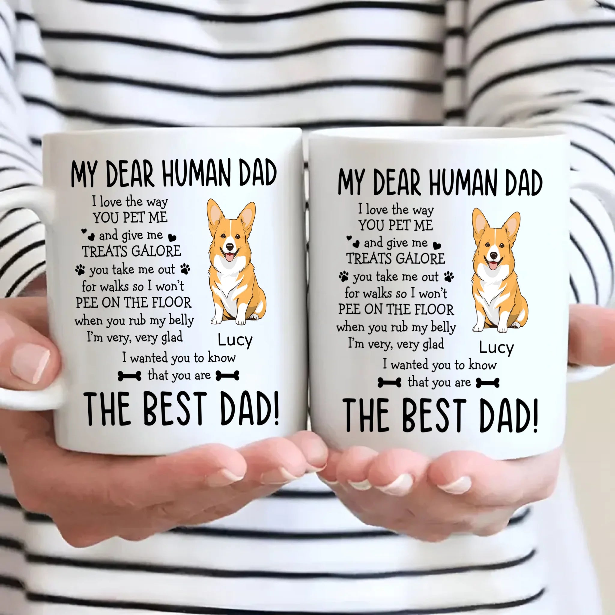 Heartfelt Custom Dog Mug - My Dear Human Dad, The Best Dad - 89Prints
