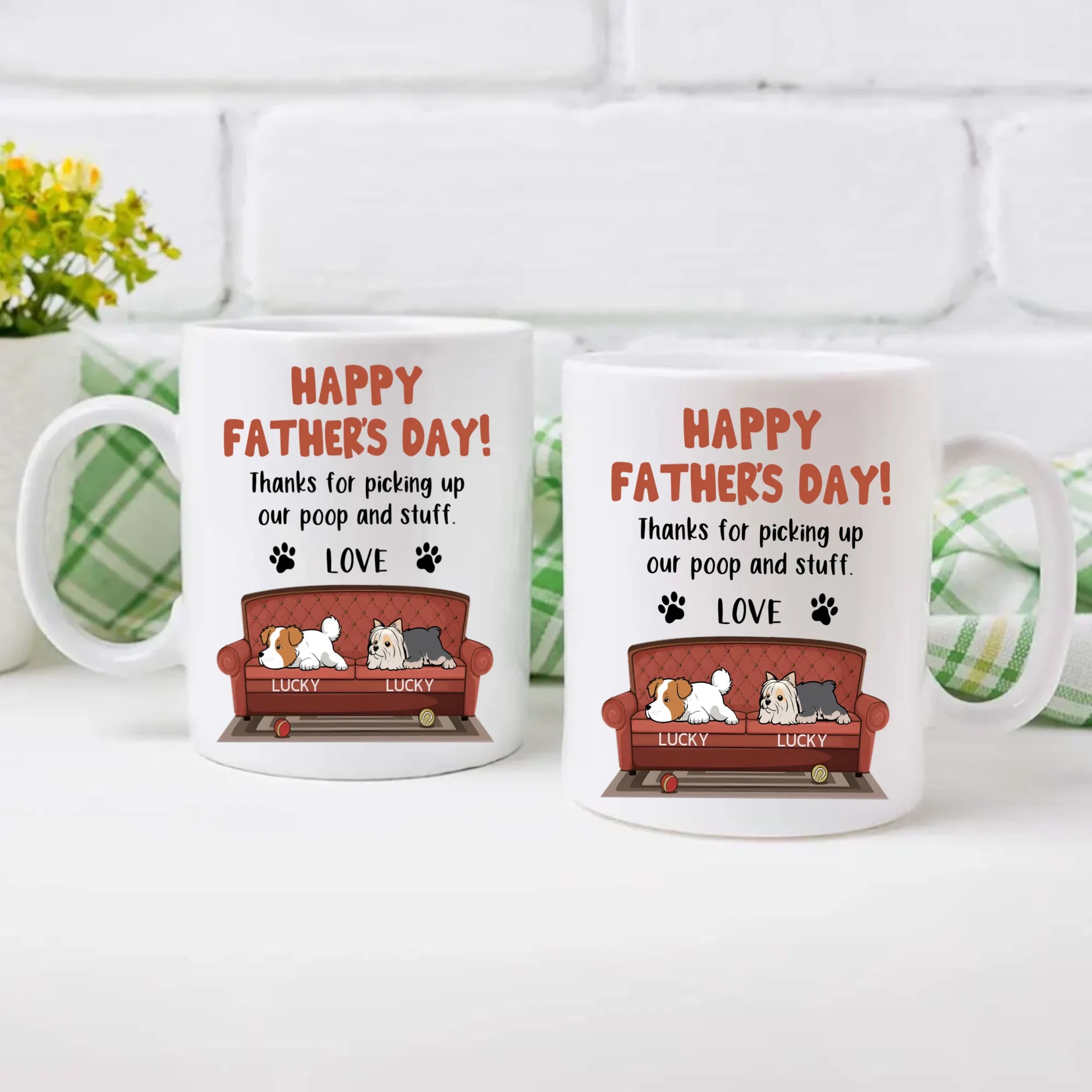 Memorable Father's Day Dog Mug - Thanks For Picking Up Our Poop And Stuff - 89Prints