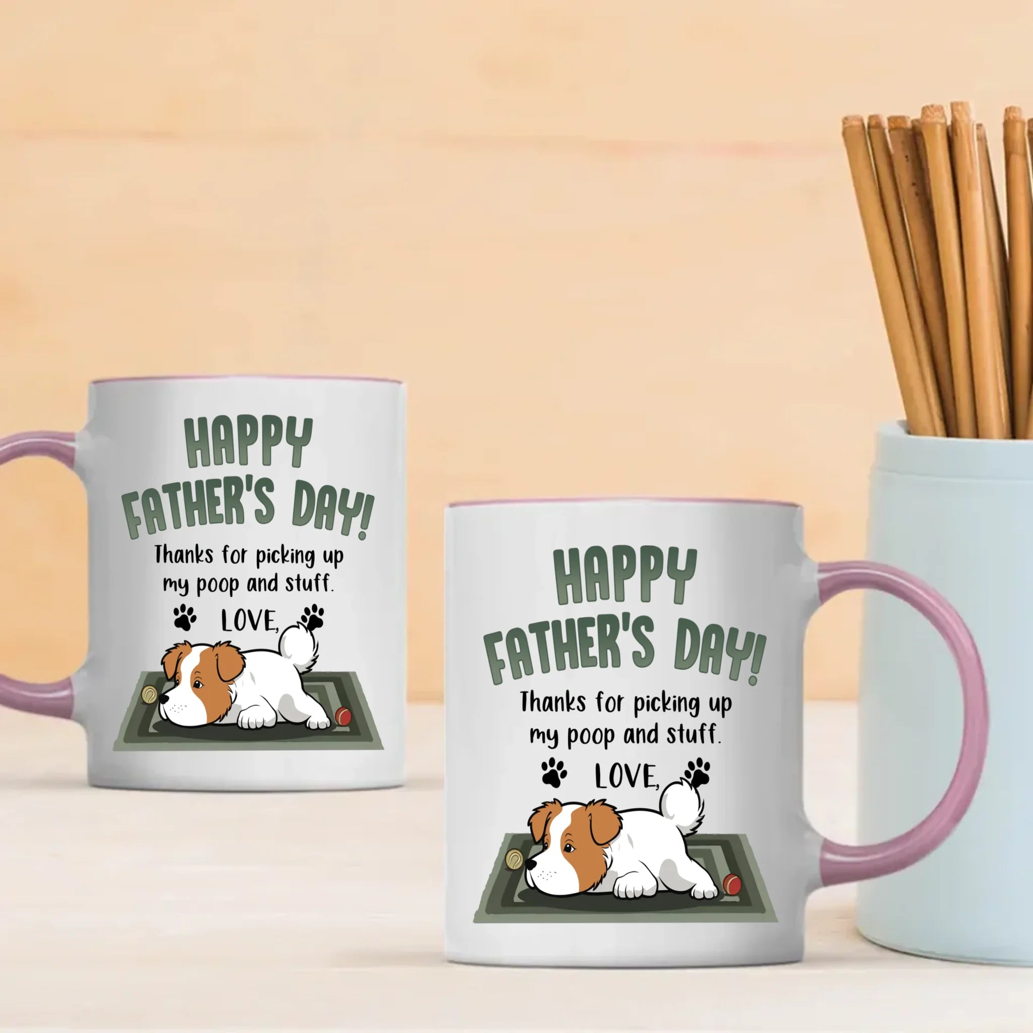 Meaningful Father's Day Dog Sitting Mug - Thanks For Picking Up My Poop And Stuff - 89Prints