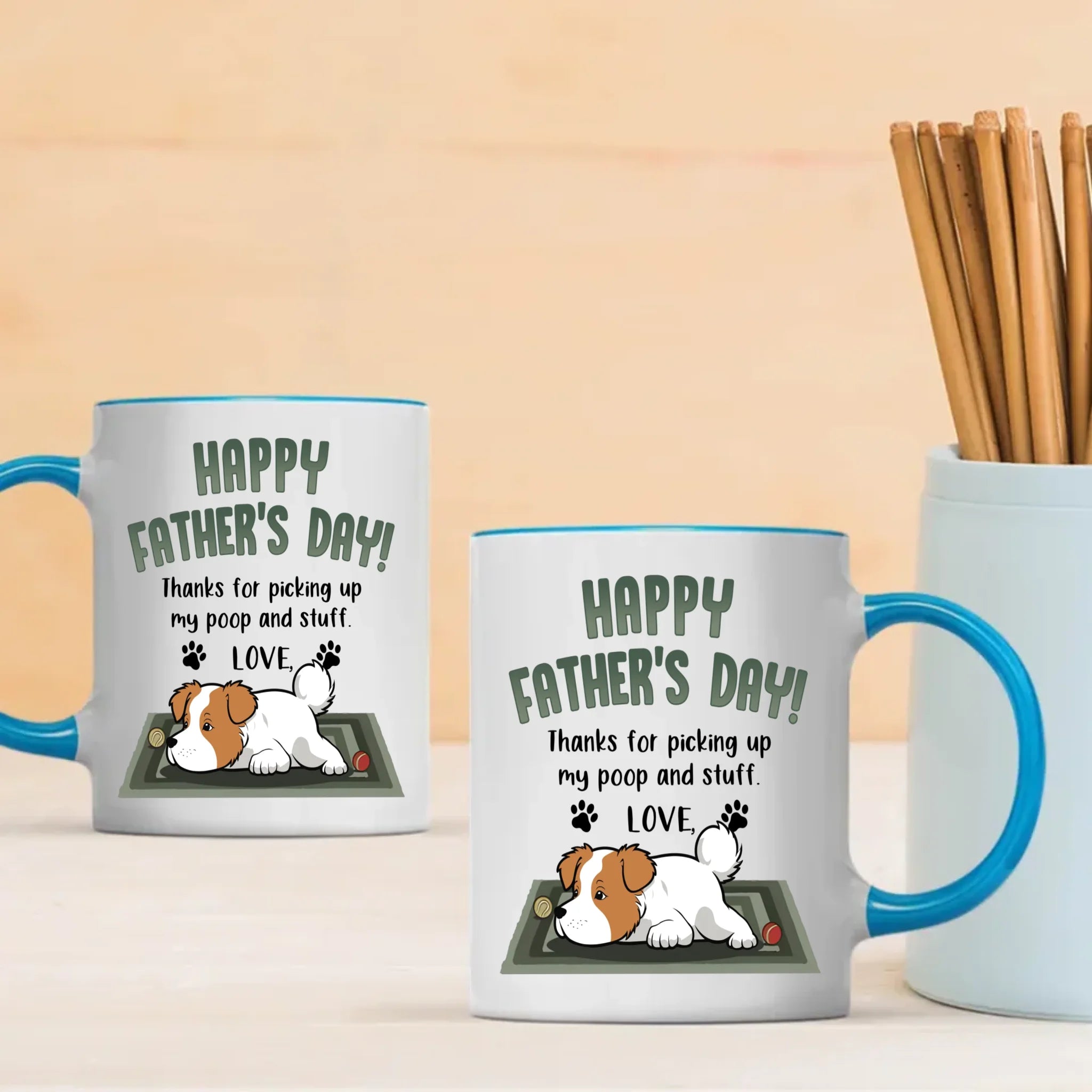 Meaningful Father's Day Dog Sitting Mug - Thanks For Picking Up My Poop And Stuff - 89Prints